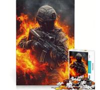 Rompecabezas de 1000 Piezas para Adultos Soldado en Llamas Juegos Familiares Carrera de Velocidad Manual Ideal para Decorar el Escritorio 38x52cm