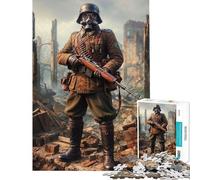 Rompecabezas de 1000 Piezas para Adultos Soldado en ruinas con máscara de Gas Rompecabezas para Adultos Juego de ingenio para Mejorar la Memoria Interacción Entre Padres e Hijos (Tamaño 38x26cm)