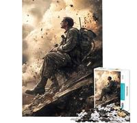 Rompecabezas de 1000 Piezas para Adultos Soldado en Zona de Guerra Un Reto para completar Actividades Familiares Juego Familiar Apto para Mayores de 14 años (38x26cm)