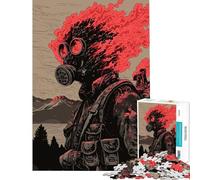 Rompecabezas de 1000 Piezas para Adultos Soldado postapocalíptico con Cabeza llameante Un Reto para completar Decoración Juegos Divertidos Apto para Mayores de 14 años (38x52cm)