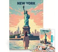 Rompecabezas de 1000 Piezas para Adultos: Soñando en la Isla de la Libertad, Juego Familiar, interacción Entre Padres e Hijos, cumpleaños y Navidad 38x52cm