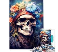 Rompecabezas de 1000 Piezas para Adultos Soulful Harmony Skull Difícil y desafiante Alivia el estrés Juegos relajantes Apto para Mayores de 14 años 38x26cm
