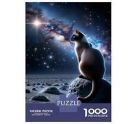 Rompecabezas De 1000 Piezas para Adultos Space Cat Wall Art Print Rompecabezas para Adultos Juguete Decoración De Pared Desafío Difícil Diversión Actividades En Casa, 52x38cm/1000pcs