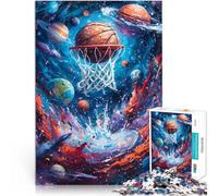 Rompecabezas de 1000 Piezas para Adultos Space Jam Basketball Competición de Velocidad de Manos con póster a Juego y Hoja de Trivia 38x26cm