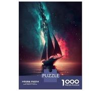 Rompecabezas De 1000 Piezas para Adultos Space Sailing Boat Galaxy Rompecabezas para Adolescentes Juguetes De Bricolaje Desafío Difícil Juego Desafiante Regalos 52x38cm/1000pcs