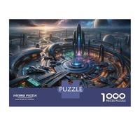 Rompecabezas De 1000 Piezas para Adultos Space Station Cityscape Rompecabezas para Adolescentes Juguetes De Bricolaje Que Mejoran La Memoria Regalos De Cumpleaños Y Únicos 52x38cm/1000pcs