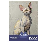 Rompecabezas De 1000 Piezas para Adultos Sphynx Cat Portrait Painting Rompecabezas para Adultos Juegos De Relajación Desafío Difícil Regalo De Cumpleaños, Regalos, 38x26cm/1000pcs