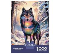 Rompecabezas De 1000 Piezas Para Adultos Spirit of The Seasons - Wolf Landscape Double Exposure Art Rompecabezas Para Adultos Juego Práctico Decoración De Pared Gran Regalo Para Los Amantes De Los Jue
