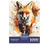 Rompecabezas De 1000 Piezas para Adultos Splash Watercolor Fox Rompecabezas Juego Familiar para La Diversión Familiar Oferta como Regalo para Toda La Familia 38x26cm/1000pcs