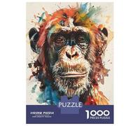 Rompecabezas De 1000 Piezas para Adultos Splash Watercolor Monkey Rompecabezas De Juguete Decoración De Pared Una Obra De Arte Cumpleaños Y Navidad 38x26cm/1000pcs