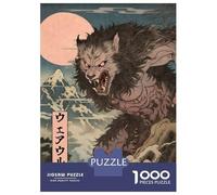 Rompecabezas De 1000 Piezas para Adultos Spooky Werewolf Woodblock Rompecabezas para Adultos Juego De Ingenio Desafío Difícil Desafiante De Completar 52x38cm/1000pcs