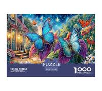 Rompecabezas de 1000 Piezas para Adultos Spring Garden - Mariposas Azules, difícil, desafiante, para decoración de Paredes y Regalos, 70 x 50 cm (1000 Piezas)