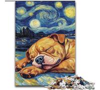 Rompecabezas de 1000 Piezas para Adultos, Staffordshire Bull Terrier, Cielo Nocturno, de Madera, Mayores de 14 años, 50x75cm, desafiante y entretenido, Actividad Familiar