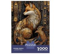Rompecabezas De 1000 Piezas para Adultos Stained Glass Art Deco Fox Rompecabezas para Adultos Juguetes Antiestrés Difícil Difícil Y Desafiante 52x38cm/1000pcs