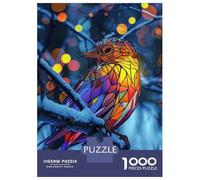 Rompecabezas De 1000 Piezas para Adultos Stained Glass Bird Art Print Rompecabezas para Adultos Juguete Decoración De Pared Regalos para Mujeres Desafiante De Completar 52x38cm/1000pcs