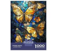 Rompecabezas De 1000 Piezas para Adultos Stained Glass Butterflies Rompecabezas para Adultos Juegos De Relajación Regalos para Mujeres Cumpleaños Y Navidad 52x38cm/1000pcs