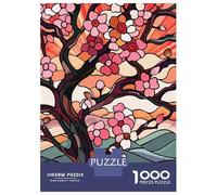 Rompecabezas De 1000 Piezas para Adultos Stained Glass Cherry Blossoms at Sunset Rompecabezas para Adultos Juguetes Antiestrés Pero Divertido Y Humorístico 52x38cm/1000pcs