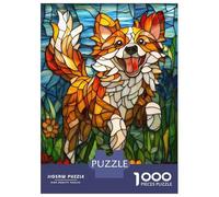 Rompecabezas De 1000 Piezas para Adultos Stained Glass Dog Rompecabezas para Adultos Juegos Familiares Patrón De Montaje 70x50cm/1000pcs