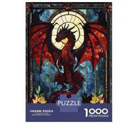 Rompecabezas De 1000 Piezas para Adultos Stained Glass Dragon Rompecabezas para Adultos Juegos De Relajación Desafío Difícil Ayuda A Ejercitar El Cerebro 70x50cm/1000pcs