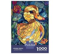 Rompecabezas De 1000 Piezas para Adultos Stained Glass Duckling with Water Lilies Rompecabezas para Adultos: Análisis Práctico del Juego Y Lógica, Toda La Familia 52x38cm/100