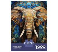 Rompecabezas De 1000 Piezas para Adultos Stained Glass Elephant Art Rompecabezas para Adultos Juegos Relajantes Pero Divertidos Y Humorísticos Desafiante De Completar 38x26cm/1000pcs