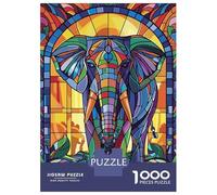 Rompecabezas De 1000 Piezas para Adultos Stained Glass Elephant Art Rompecabezas para Adultos Juegos Relajantes para La Diversión Familiar Interacción Entre Padres E Hijos 52x38cm/1000pcs