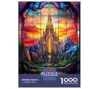 Rompecabezas De 1000 Piezas para Adultos Stained Glass Fantasy Castle Rompecabezas para Adultos Juego Familiar Regalos para Mujeres Regalos para Amigos Y Familiares 38x26cm/1000pcs