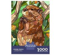 Rompecabezas De 1000 Piezas para Adultos Stained Glass Groundhog in Nature Rompecabezas para Adultos Juegos Familiares Pero Divertidos Y Humorísticos Regalo De Cumpleaños, Regalos, 38x26cm/1000pcs