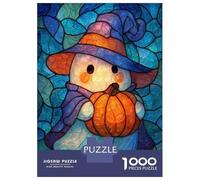 Rompecabezas De 1000 Piezas para Adultos Stained Glass Halloween Ghost with Pumpkin Rompecabezas para Adultos Juguetes Antiestrés Difícil Difícil Y Desafiante 70x50cm/1000pcs