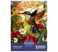 Rompecabezas De 1000 Piezas para Adultos Stained Glass Hummingbird Rompecabezas para Adultos Juegos Divertidos Corte De Precisión Actividades Divertidas En Casa, 70x50cm/1000pcs