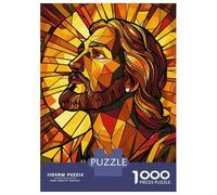 Rompecabezas De 1000 Piezas para Adultos Stained Glass Jesus Rompecabezas para Adultos Juguetes Antiestrés Ensamblaje De Patrones Interacción Entre Padres E Hijos 38x26cm/1000pcs