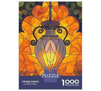 Rompecabezas De 1000 Piezas Para Adultos Stained Glass Lantern with Floral Accents Rompecabezas Para Adultos Juguete Decoración De Pared Decoración De Pared Regalos Y Cumpleaños Únicos 70x50cm/1000pcs