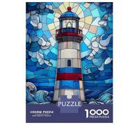 Rompecabezas De 1000 Piezas para Adultos Stained Glass Lighthouse Rompecabezas para Adultos Juguetes Antiestrés Pero Divertido Y Humorístico 70x50cm/1000pcs