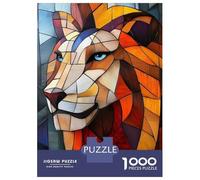 Rompecabezas De 1000 Piezas para Adultos Stained Glass Lion Rompecabezas para Adultos Juguetes Antiestrés Carrera De Velocidad Manual Interacción Entre Padres E Hijos 52x38cm/1000pcs