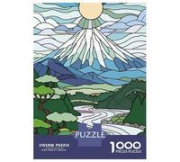 Rompecabezas De 1000 Piezas para Adultos Stained Glass Mountain Landscape Rompecabezas para Adultos Juegos Familiares Regalo De Cumpleaños Cumpleaños Y Navidad 38x26cm/1000pcs