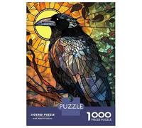 Rompecabezas De 1000 Piezas para Adultos Stained Glass Raven and Sun Rompecabezas para Adultos Juegos Divertidos Una Obra De Arte Cumpleaños Y Navidad 70x50cm/1000pcs