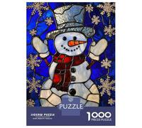 Rompecabezas De 1000 Piezas para Adultos Stained Glass Snowman Rompecabezas para Adultos Juego De Ingenio Decoración Perfecta Regalos De Cumpleaños Y Únicos 38x26cm/1000pcs