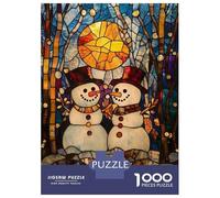 Rompecabezas De 1000 Piezas para Adultos Stained Glass Snowman Rompecabezas para Adultos Juego Familiar Vacaciones En Casa Matar El Tiempo Desafiante De Completar 52x38cm/1000pcs
