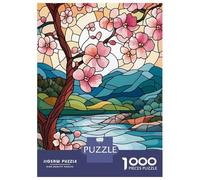 Rompecabezas De 1000 Piezas para Adultos Stained Glass Spring Landscape Rompecabezas Antiestrés Juguetes Difíciles Cumpleaños Y Navidad 52x38cm/1000pcs