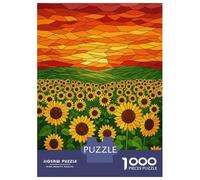 Rompecabezas De 1000 Piezas para Adultos Stained Glass Sunflower Field at Sunset Rompecabezas para Adultos Juego De Ingenio Decoración Perfecta Regalos De Cumpleaños Y Únicos 70x50cm/1000pcs