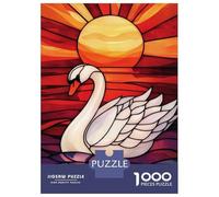 Rompecabezas De 1000 Piezas para Adultos Stained Glass Swan Sunset Rompecabezas para Adultos Juego Familiar Regalos para Mujeres Regalos para Amigos Y Familiares 70x50cm/1000pcs