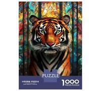 Rompecabezas De 1000 Piezas para Adultos Stained Glass Tiger-1 Rompecabezas para Adultos Juegos Familiares para La Diversión Familiar Regalo De Cumpleaños, Regalos, 38x26cm/1000pcs