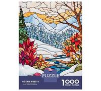 Rompecabezas De 1000 Piezas para Adultos Stained Glass Winter Landscape Rompecabezas para Adultos Juegos Relajantes Regalos para Mujeres Desafiantes para Completar 52x38cm/1000pcs