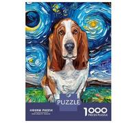 Rompecabezas De 1000 Piezas para Adultos Starry Night Basset Hound Rompecabezas para Adultos Juegos Relajantes Regalos para Mujeres Desafiantes para Completar 52x38cm/1000pcs