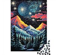 Rompecabezas De 1000 Piezas para Adultos Starry Night Mountain Landscape Rompecabezas para Adultos Juego Familiar Decoración De Pared Desafiante De Completar 52x38cm/1000pcs