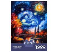 Rompecabezas De 1000 Piezas para Adultos Starry Night Over Cityscape Rompecabezas para Adultos Juegos Relajantes Difícil Difícil Cumpleaños Y Navidad 52x38cm/1000pcs