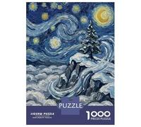 Rompecabezas De 1000 Piezas para Adultos Starry Night Winter Landscape Painting Rompecabezas para Adultos Juego De Ingenio Pero Divertido Y Humorístico Regalos De Cumpleaños Y Únicos 38x26cm/1000pcs