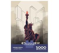 Rompecabezas De 1000 Piezas para Adultos Statue of Liberty Illustration Rompecabezas para Adolescentes Juguetes Antiestrés Patrón De Ensamblaje Cumpleaños 70x50cm/1000pcs