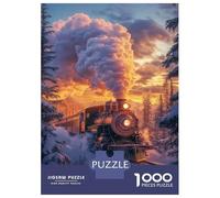 Rompecabezas De 1000 Piezas para Adultos Steam Train at Sunset -4 Rompecabezas para Adultos Juguetes Antiestrés Desafío Difícil para Cumpleaños, Navidad 52x38cm/1000pcs