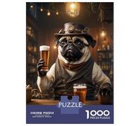 Rompecabezas De 1000 Piezas para Adultos Steampunk Craft Beer Pug Rompecabezas para Adolescentes Juguete Decoración De Pared Alivio del Estrés 52x38cm/1000pcs